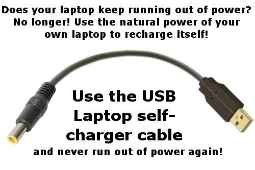 usb laptop self charger cable