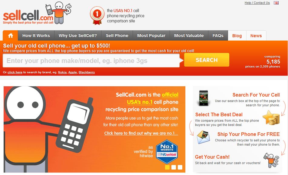 sellcell.com - the best mobile comparison, recycling website online