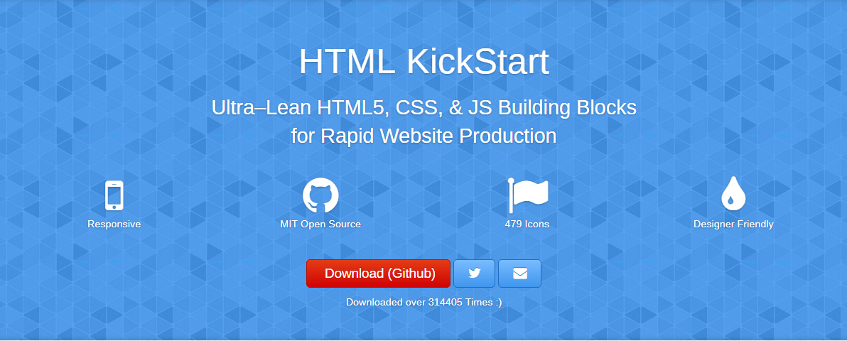 HTML kickstart is an ultra-clean HTML5 framework with CSS and Javascript building blocks for responsive web applications.