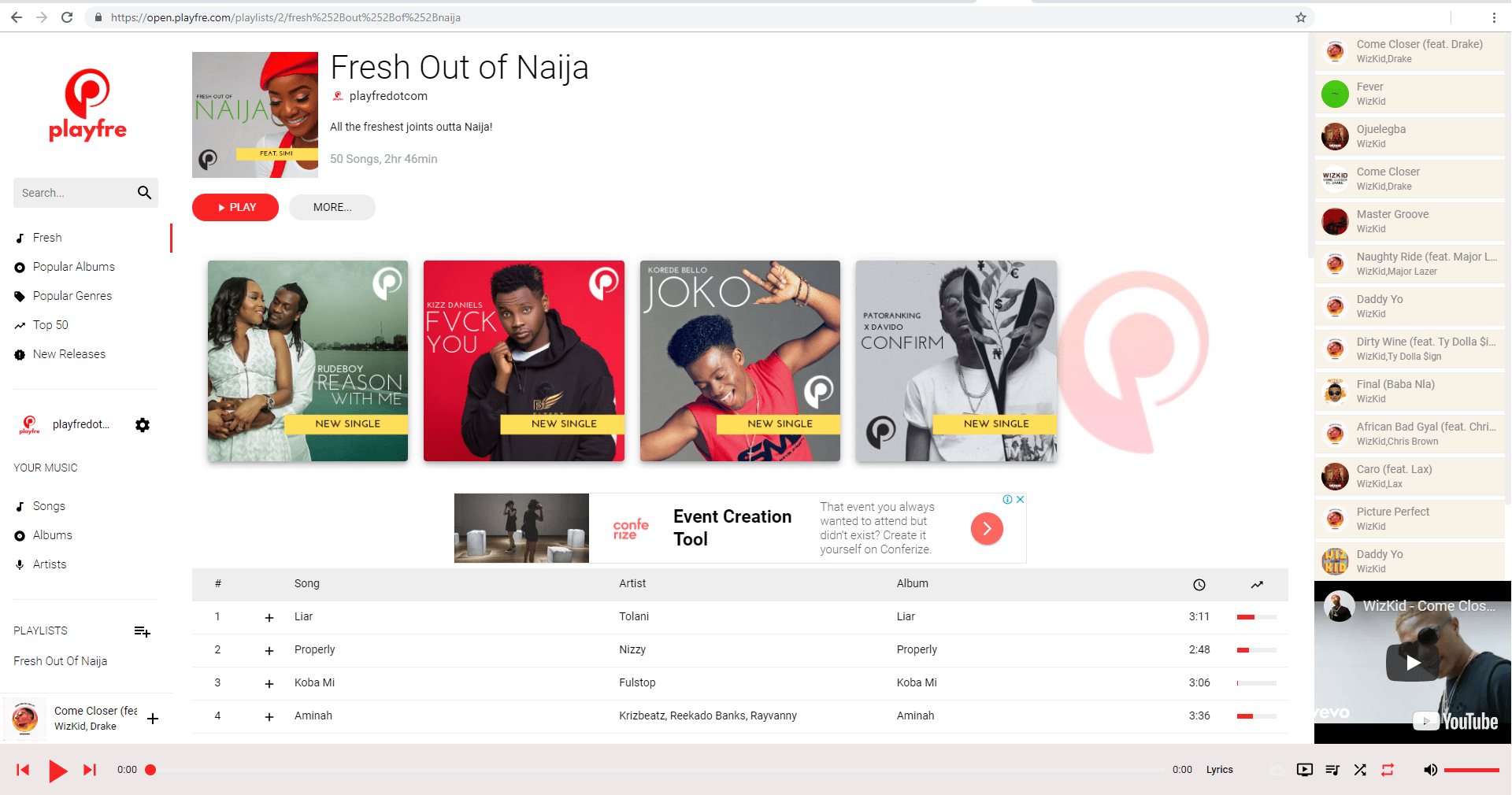 playfre live fresh out of naija list